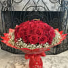 50 Stems Fresh Cut Red Roses With Baby Breath In  Special