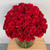 Red Roses in glass vase 
