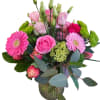 Pink Roses, Double Tulips,Lisianthus,Green Hydrangea, 