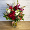 This beautiful one-sided arrangement has all the colors of the Valentine's day