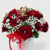 White box with red roses and butterfly