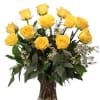 A dozen yellow roses with babies breath
