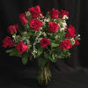 24 Gorgeous Red Roses in a beautiful glass vase