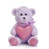 10" Lavender Plush Bear - holding a heart