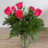 Half Dozen Rose arrangement. 
Can be styled front facing or rounded. 
Please