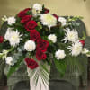 Red roses and white flowers