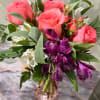 Pink roses with alstroemeria 
