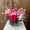 beautiful vase filled with all the beautiful pink premium flowers