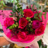 Pink roses with seasonal flowers for a modern twist on a traditional