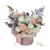 Elegant flower box featuring a beautiful assortment of fresh flowers, carefully arranged
