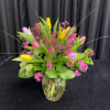 Tulip Arrangement with Wax flower filler 