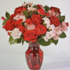 BEAUTIFUL MIX OF ROSES,  PINK CARNATIONS, PINK MINI CARNATIONS, PINK ALSTROMERIA
