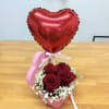 Box of heart with ROSES and balloons 