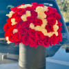 100 Red and White roses design in a Large flower box