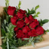 A dozen hand wrapped premium red roses