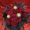 1 Dozen red roses with
Ferrero Rocher chocolates 
Trendy design
#FerreroRocherBouquet
#TikTokTrend
