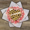 BEAUTIFUL BOUQUET OF TWO-COLOR ROSES IN ONE, PINK AND WHITE, WITH FERRERO