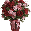 RED ROSES, PINK AND RED CARNS ARE A PERFECT WAY TO SAY