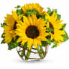 Sunflower bouquet in a clear glass vase