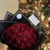 Hand tied red roses bouquets, Korean wrapping paper and glass vase, add