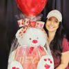 White 40" bear with giant Hershey's chocolate heart box &amp; balloon 