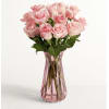 Dozen of Premium pink roses in pink vase.