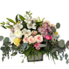 Blushing Garden Glow is a fresh, airy arrangement designed with a dreamy
