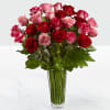 2 dozen red and pink roses in vase. PLEASE NOTE: Colors and