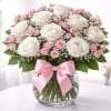 Sweet Candy, a very sweet arrangement featuring white roses with pink spray