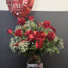 Dozen Roses with Baby's, Root Candle and Hershey's Chocolate