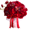 A luxurious hatbox arrangement featuring premium red roses accented with cymbidium orchids