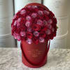 deep purple roses in red velvet box will be a great choice