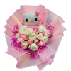 Contains
1 Hello Kitty plush (THE PLUSHIE WILL VARY)
25 Roses
Baby Breath 
Pink Paper