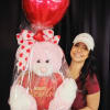 40" pink bear with giant Hershey's chocolate heart box &amp; balloon