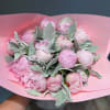 10 pink peonies and Dusty Miller 
