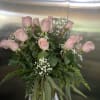 24 pink roses with mixed greenery and baby&rsquo;s breath 