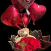 5 plush balloons 24 roses