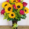 The standard bouquet will have 6 roses and 6 sunflowers in a