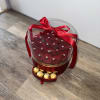 . RED ACRYLIC BOX WITH NATURAL AND FERREROS ROSES. (NOTICE!!! WE WILL