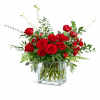 Mon Amour, a modern rose arrangement with seasonal greens