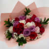A beautiful mix of red, lavender, white and pinks accented with baby&rsquo;s
