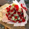 2 dozen red roses wrap wih bab breah 