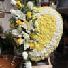 A beautiful solid heart with white and yellow flowers.

Picture is Premium size.