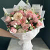 mix bouquet, gerbers , tulips , roses , eucalyptus and more. 