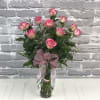 Dozen Pink Roses with filler. Roses also available in White, Yellow, Red