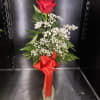 Fresh single rose in vase 