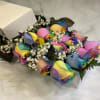 This is a beautiful way to present rainbow Roses. This is a