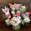 Fragrant pink and white arrangement. 