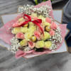 bouquet of 25 mix of white and light pink roses (Baby's-breath)