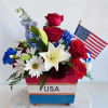 Our handmade in the Ozarks cedar USA planter exudes American Pride in